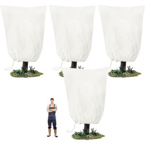 TCBWFY 95x80 Inch Huge Plant Covers Freeze Protection Frost Cloth for Outdoor Plants,2.82oz/yd Thickened Winter Tree Covers with Zipper Drawstring,4 Pack Frost Blanket from Wind,Pest and Animal (White)