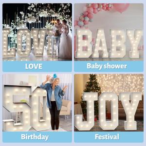 4FT Marquee Light Up Letters and Numbers, White, Pre-Cut Foam Board Set Can Be Used for Birthdays,Weddings,Party Anniversaries