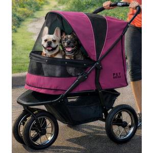 Pet Gear No-Zip Jogger Pet Stroller for Cats/Dogs, Zipperless Entry, Airless Tires, Easy One-Hand Fold, Cup Holder + Storage Basket, Dark Lilac- Extra Large