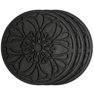HF by LT Rubber Victorian Garden Stepping Stone, 11-3/4 inches, Black, Set of 3