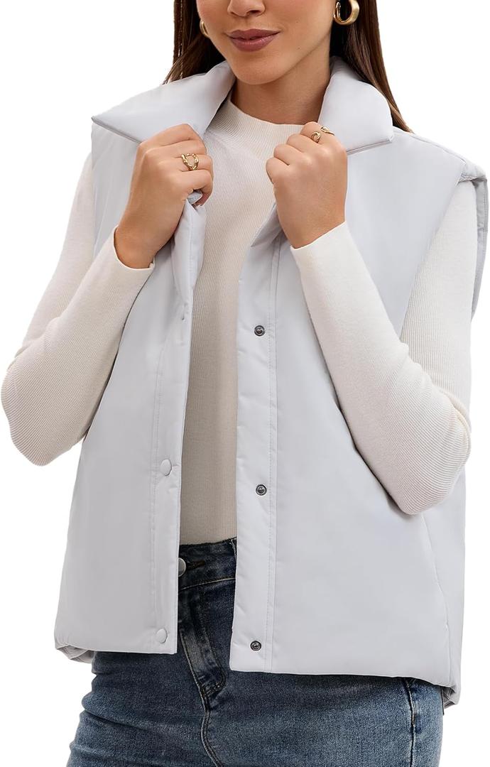 Womens Puffer Vest, Sleeveless Fall Winter Jackets, Stand Collar Lightweight Outerwear (Small)