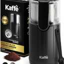 Kaffe Electric Coffee Grinder with Removable Cup (3.5oz) - Black - Cleaning Brush Included - Espresso Coffee Bean Grinder for Home Use