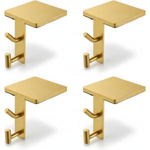 2 in 1 Fireplace Garland and Stocking Hangers for Mantel Heavy Duty Christmas Stocking Holders for Mantle Metal Garland Hooks Xmas Holiday Decoration(4 Pack,Gold)