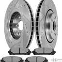 SCITOO Brake Kits For Lexus For NX200t For NX300 For NX300h For RX350 For RX450h,For Toyota For Highlander For Sienna Front Drilled & Slotted Disc Brakes Rotors and Ceramic Brake Pads 31511;D1324, Front 31511 + D1324 [2+4PCS]