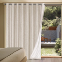 H.VERSAILTEX Linen Blackout Curtain Durable Thick Textured Linen Look 100% Blackout Patio Door Curtain Anti Rust Grommet Extra Wide Sliding Door Curtain Panel, W100 x L84 inch - Natural
