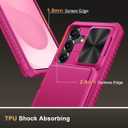 Vihibii for Samsung Galaxy S25 Wallet Case with Card Holder (4 Cards), [RFID Blocking] & Slide Camera Cover & Raised Edges Protect Screen, Heavy Duty Phone Cover for Samsung Galaxy S25 6.2", Hot Pink