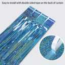 Foil Fringe Curtain Easter Decorations for Home - Melsan 3 Pack 3.2 x 8.2 ft Tinsel Curtain Party Photo Backdrop for Birthday Party Baby Shower or Graduation Decorations Light Blue