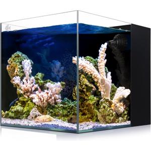 Coralland 8-Gallon Saltwater Aquarium - Ultra Clear Low Iron Glass, 45 Angled Joint Design, Crystal Clear Viewing, Perfect for Marine Fish & Reef Tanks & Freshwater