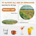 Van Gogh Painting Style Coasters Set of 6 with Holder and Cork Base-4in Absorbent Ceramics Art Coaster for Tabletop Protection Drink Coasters-Coffee Table,Home Decor-Housewarming Gifts for New Home