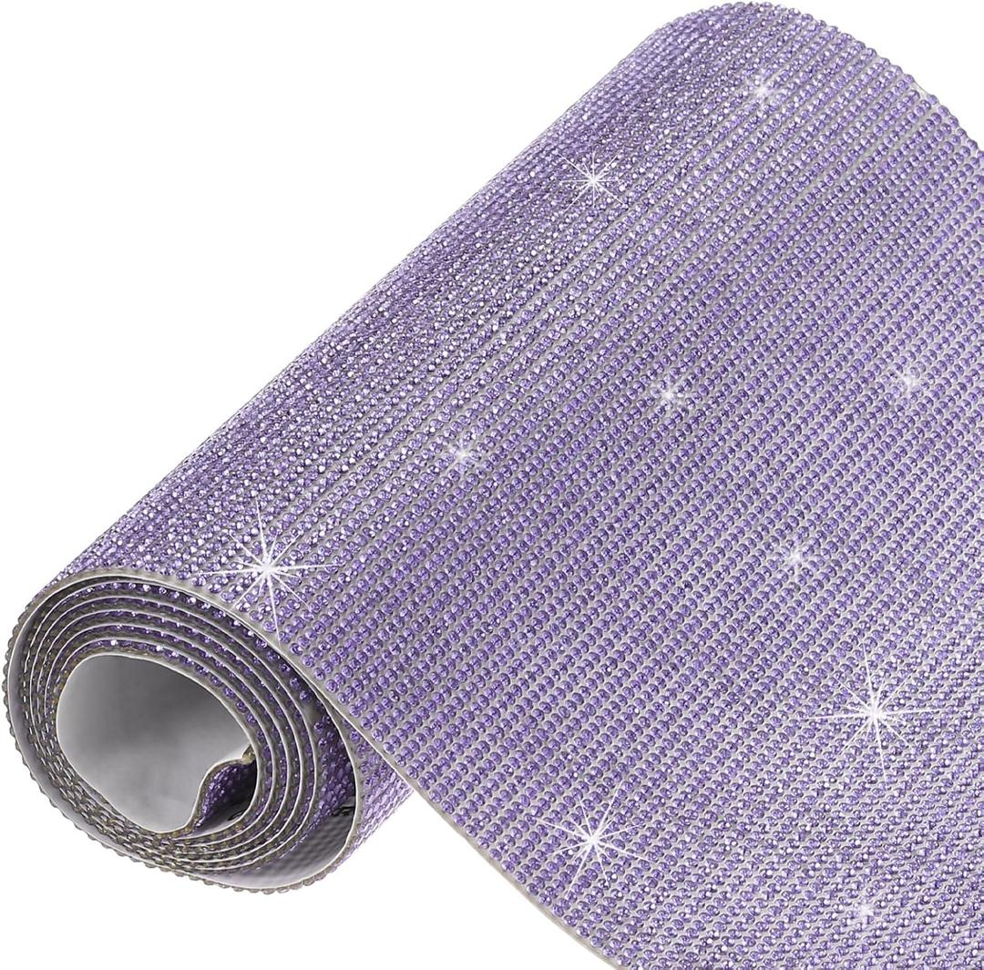MECCANIXITY 40500 Pcs Bling Crystal Rhinestone Sheet Self-Adhesive Rhinestone Diamond Gems Sticker 39.4 x 7.9 Inch DIY Car Decoration Sticker for DIY Car Phone Clothing Craft Purple