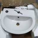 17.72" Wall Mount Bathroom Sink, Small U-Shaped Ceramic Corner Sink with One Hole and overflow, White