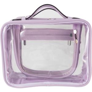 SANHECUN traveling toiletry case clear cosmetics case makeup bag (Purple, Small)