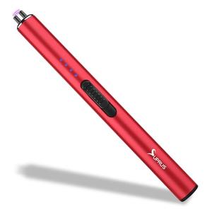 SUPRUS Electric Arc Windproof Flameless USB Rechargeable Lighter with Safety Lock for Candle (Red)