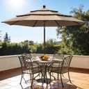 EliteShade USA 10-Year-Non-Fading 10ft 3-Tier Market Patio Umbrella, Commercial Grade Outdoor Table Umbrella with Crank Open, Windproof & UPF 50+ UV Protection, Heavy Duty Ventilation for Garden, Deck, Pool, Backyard, Beach & Bistro, Heather Beige