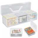 Trading Card Storage Box with 9 Individual Card Cases, Large Capacity Card Game Organizer for Top Loaders, MTG, Pokemon, Board Game & Playing Cards, Clear Plastic Card Storage Case with Insert Boxes