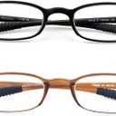 Lightweight Reading Glasses,Flexible(Memory Plastic) Readers, Men and Women (1 Black & 1 Brown)
