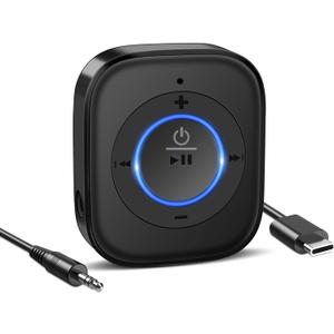 Golvery Bluetooth Receiver for Old Speaker with Latest Bluetooth V5.4, 20-Hour Battery Life, Handsfree Calls, Dual Connection to 2 Cell Phones, Built-in Microphone, for Wired Headphones, Home Stereo