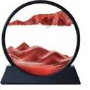BGFJYUK Moving Sand Art Picture in Motion, Round Glass 3D Deep Sea Sandscapes with Display Flowing Sand Frame for Relaxing Desktop Home Office Work Dcor for Kids Adults (Red, 7inch)