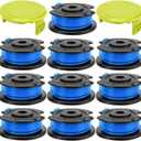 Replacement Spool for Greenworks Weed Eater String, 0.065"-16ft Line for Greenworks Weed Wacker String, Auto-Feed Spool Single Line Cordless Trimmers (10 Spool+2 Cap)