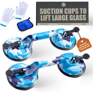 Glass Suction Cups to Lift Large Glass  Glass suction cups Kit for Glass, Wood, Metal, and Marble; Durable Aluminum with 242lb Capacity, Tile suction cup tool (2 Pack)