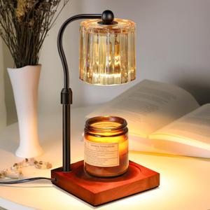 Dimmable Candle Warmer Lamp with Timer Adjustable Height, Mothers Day Birthday Gifts for Mom, Housewarming Gift New Home Decor for Women, Modern Electric Wax Melt Warmer for Jar Candles (Black Amber)