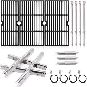 Adviace Grill Replacement Parts for Charbroil Performance 4 Burner 463347017, 463335517, 463377319, 463342119, 463376017, G470-0002-W1, G470-0003-W1, 18 Cast Iron Grates, Heat Plates, Burners Parts.