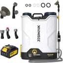 JESIMAIK Battery Powered Backpack Sprayer with Agitator, 120 PSI Handle-Mounted Pressure Control, 4.8 Gallon, 4.0Ah Battery Operated Weed Sprayer with Telescopic Wand & 5 Nozzles for Lawn & Garden