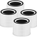Core 300 Replacement Filter for LEVOIT Core 300, Core 300S and Core 300-P Air Purifier, 3-in-1 H13 True HEPA Filter Replacement, Compared to Part # Core 300-RF, 4 Pack, White (White - Original Filter)