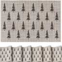 Artoid Mode Xmas Tree Christmas Vinyl Placemats Set of 6, 12x18 Inch Washable Plastic PVC Non-Slip Woven Winter Table Mats for Party Kitchen Dining Decor (Beige)