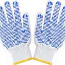 Safety Protection Work Gloves with PVC Grip Knit Cotton Gloves for Construction, Gardening, Painting, Warehouse