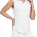 BGOWATU Women's Sleeveless Golf Polo Shirts Collared V Neck Tennis Tank Tops UPF 50+ Quick Dry Lightweight (S)