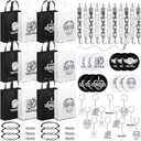 60 Pcs Volleyball Team Gifts 15 x 11.8 Inch Large Volleyball Goodie Bags with Handle Acrylic Keychains Bracelets Pins and Pens for Sport Theme Party Favors Birthday Decorations