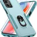 Janmitta Compatible with Moto G 5G 2023 Case with Screen Protector,Heavy Duty Shockproof Full Body Protective Cover Built in Rotatable Metal Ring Holder Kickstand,Mint Green