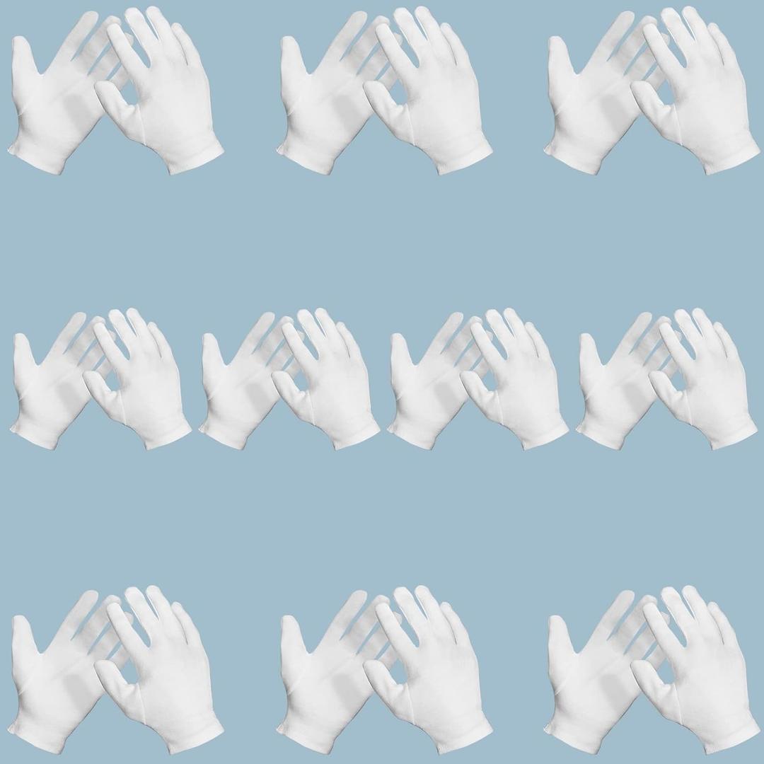 10 Pairs Archival Photo Gloves, White Small Work Gloves For Handling Art Working Photography Men & Womens Cloth Gloves Liners Bulk for Handling Jewelry, Film, Photo, Coin Metal Inspection