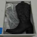 DREAM PAIRS Cowboy Boots for Women Cowgirl Western Boots Fashion Embroidery Stitched Chunky Heel Mid Calf Boots (6.5, Black-pu)