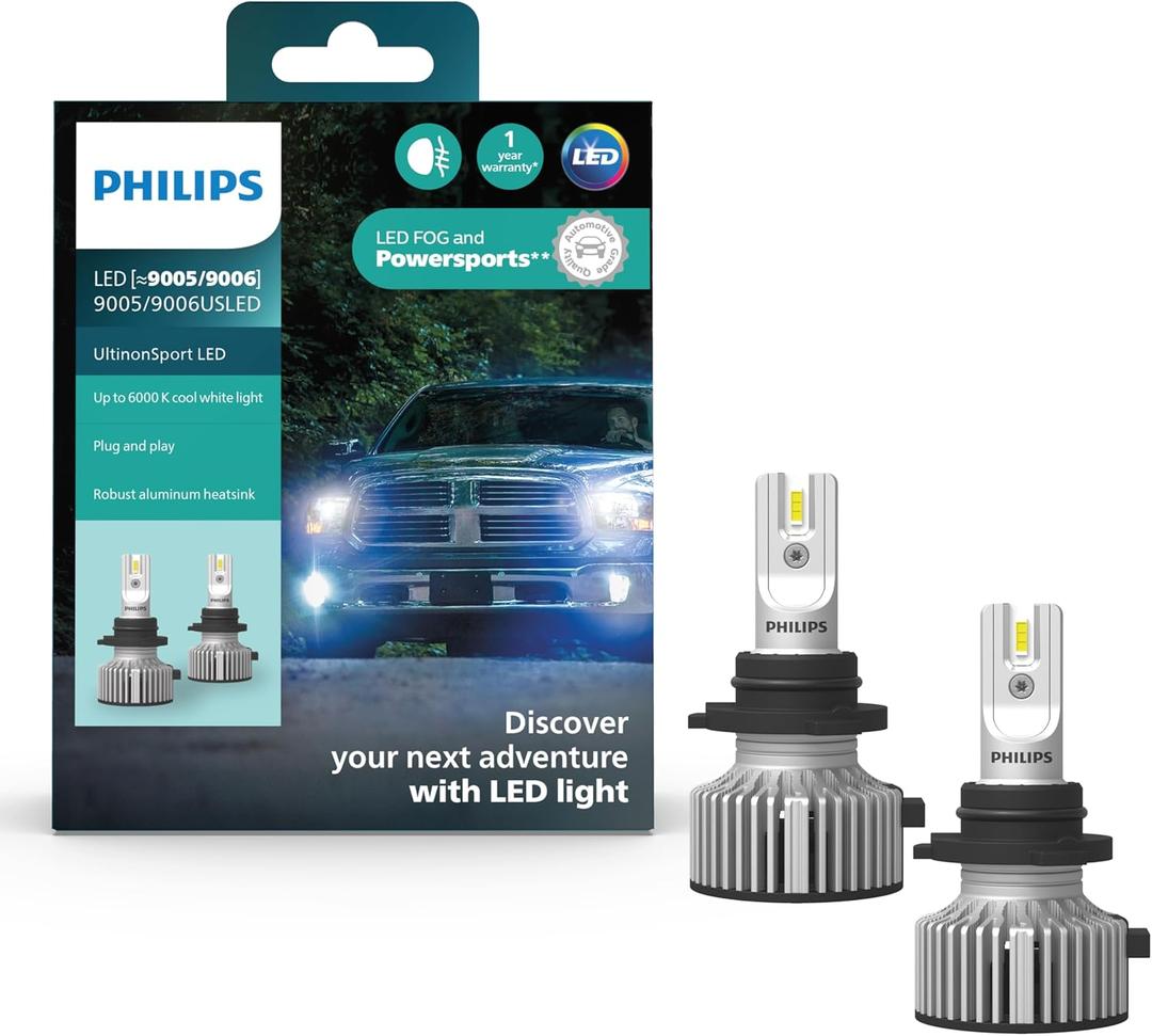 Philips UltinonSport 9005/9006 LED Bulb for Fog Light and Powersports Headlights, 2 Pack