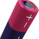 EssenceOasis Portable Bluetooth Speaker, Waterproof Wireless Speaker, Pink and Blue, LED Light Ring, Carry Strap