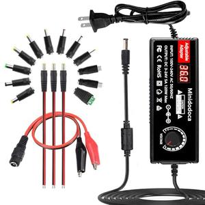 120W Power Supply Adjustable DC 3V ~ 24V Variable Universal Switching AC/DC Adapter Minidodoca AC to DC Converter with LED Voltage Display and 16 Tips, for 3V to 24V Household Electronics - 5000mA Max
