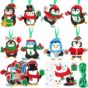 Blosssound 32 Sets Christmas Craft Kits Christmas Penguin Crafts Sticker DIY Xmas Ornament Make Your Own Xmas Craft Projects for Winter Holiday School Classroom DIY Project Activities Decor(Penguin)