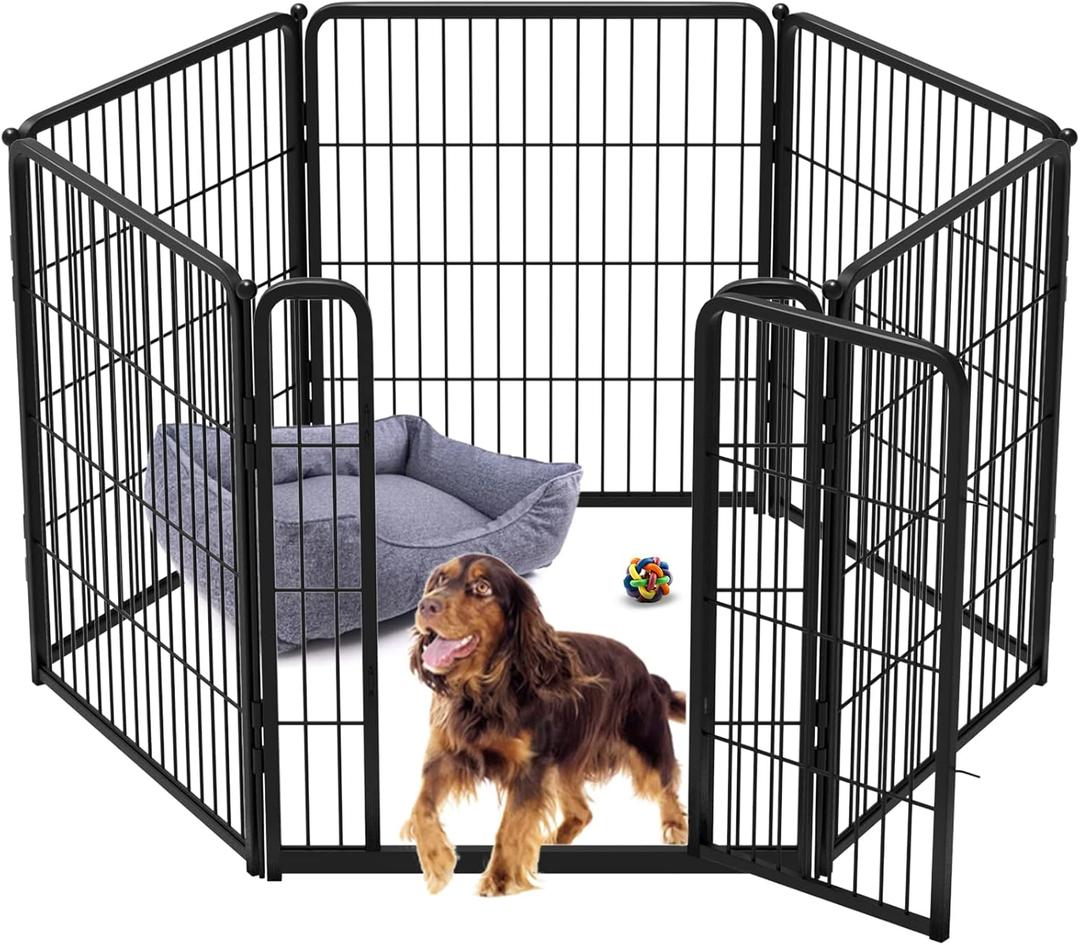 FXW Homeplus Dog Playpen for Indoor Use - Stress-Free and Safe Play, Heavy Duty 32 Inch 6 Panels Dog Pen for Puppies, Small and Medium Dogs, BlackPatented