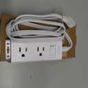 5FT Extension Cord with Multiple Outlets, Flat Plug Power Bar Surge Protector with 5 Ft Long Cord, 6 Outlet 4 USB Ports (2 USB C), Multi Outlet Wall Plug for College, Dorm Room Essentials (White)