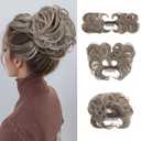 youngways Messy Bun Hair Piece Side Comb Clip in Hair Bun Hairpiece for Women Short Natural Straight Versatile Adjustable Styles Easy Hair pieces (Middle Grey-C)
