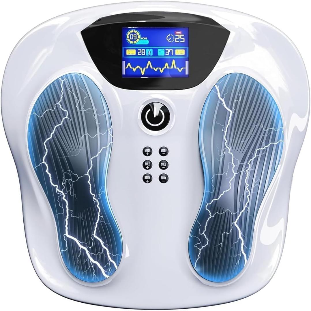 Creliver Foot Nerve Muscle Stimulator Pro, TENS & EMS Foot Massager for Neuropathy, Circulation and Body Pain Relief, Electric Feet Legs Blood Circulation Machine, FSA or HSA Eligible, Black, White