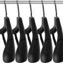 Plastic Extra Wide Suit Hangers, Pack of 15, Width: 17.7",Notched Shoulders & Metal Hooks, Black
