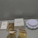 WDF 350PCS White and Gold Plastic Plates - Gold Plates Disposable 50Guest Plastic Dinnerware Ideal for Party/Wedding/Birthday/Ramadan/Easter