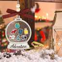 3 x 2025 Travel Christmas Ornaments Gifts, Christmas Tree Decoration Wooden Ornament, Christmas Decorative Hanging Sign for Men Women Mom Dad Friends (Adventure)
