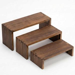 Jerbikas 2-Tier Wood Display Risers Versatile Food Display Risers for Party, Desktop Organizer for Home, Office & Kitchen, Multi-Purpose Wooden Shelf for Plants, Collectibles