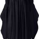 Renaissance 100% Cotton Medieval Peasant Dress Up Pirate Faire Celtic Blouse (One Size, Black)