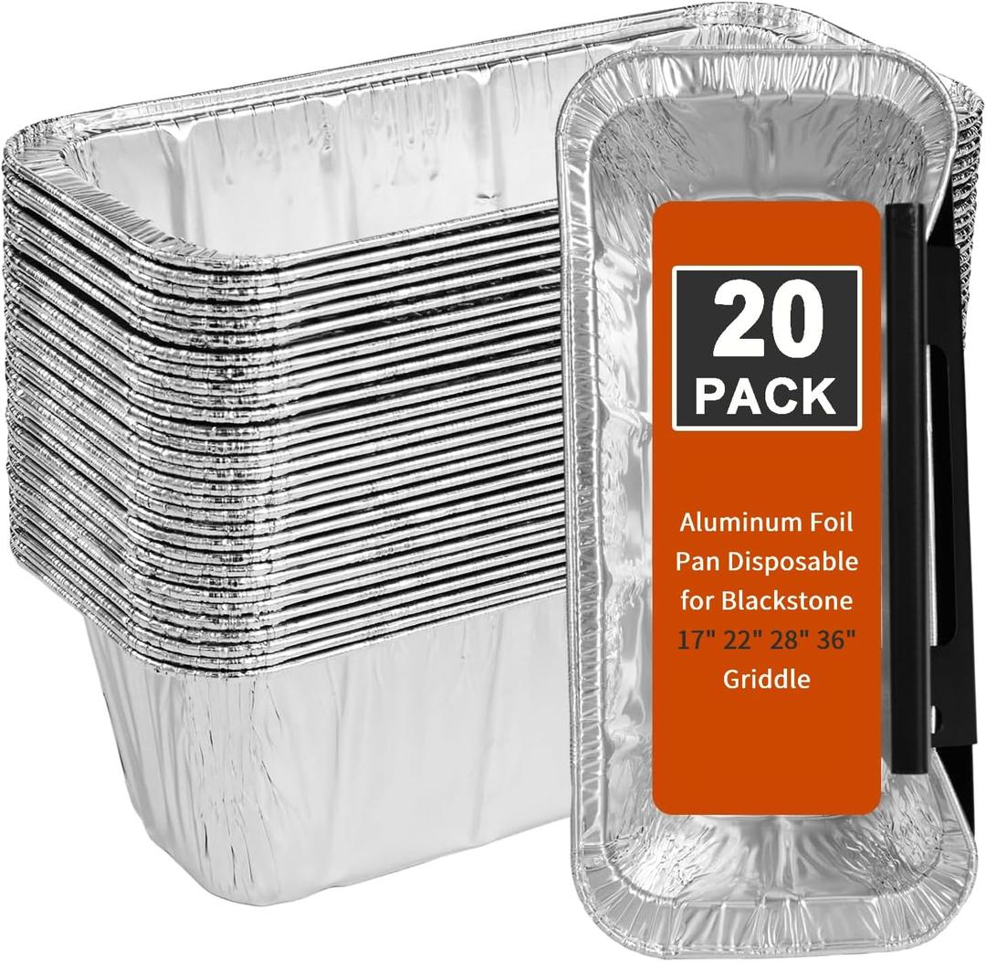 Grease Cup Liners for Blackstone Griddle 5017 - Blackstone Griddle Accessories Disposable Grill Grease Tray, Aluminum Foil Drip Pan Grease Catcher Cup Liner for 17, 22, 28, 36 Inch (20 Pack)
