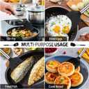 Pack of 4 Large Silicone Cooking Spatulas and Spoons, Slotted and Solid Stainless Steel Cooking Utensils Set, Non-stick Heat Resistant Kitchen for Baking, Fried, Stir-Fry, Mixing, Serving (Black)